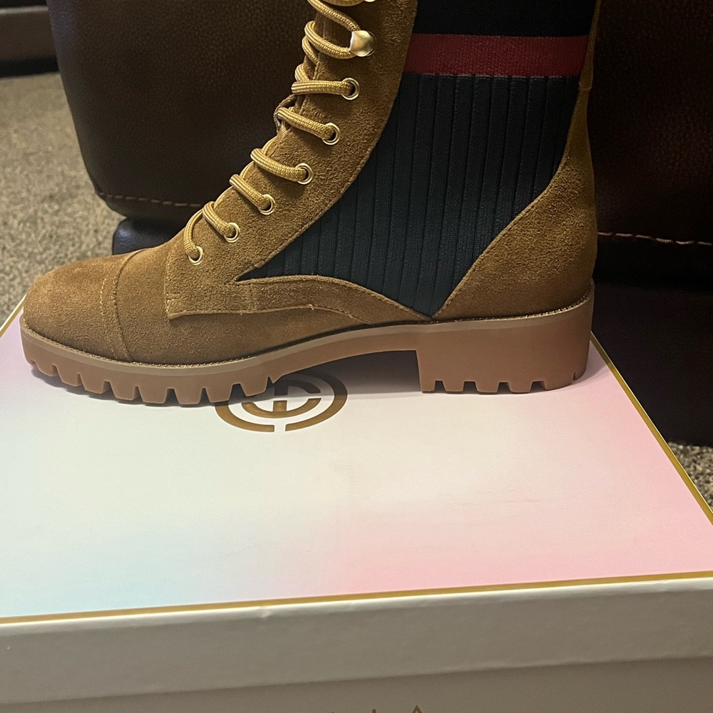Cecelia New York Tan Suede Lace-Up Boots